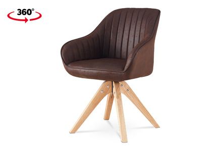 Autronic Moderná jedálenská stolička Jídelní židle, hnědá látka v dekoru broušené kůže, nohy masiv kaučukovník (HC-772 BR3)